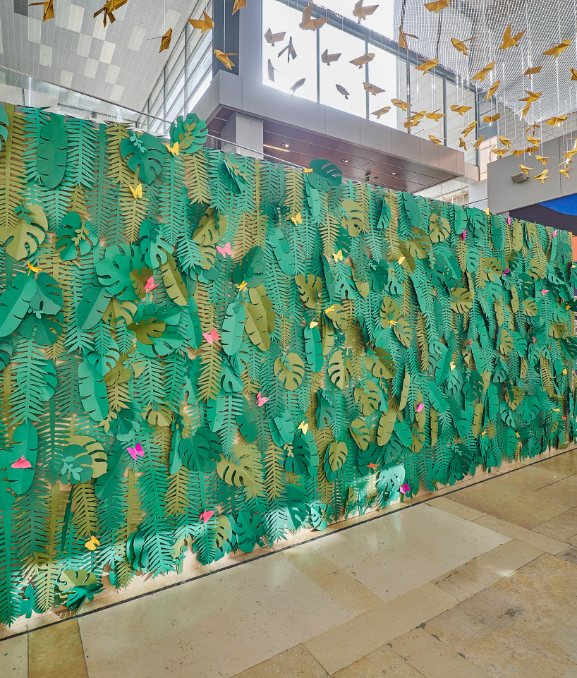 hojas verdes plantas origami illa mural