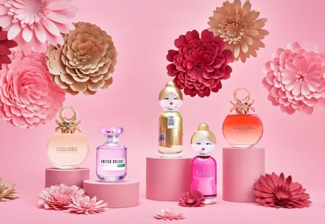 portada perfume flores origami benetton